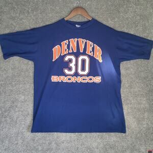 Vintage Sport Attack 1999 Broncos Blue Terrell Davis Jersey T Shirt Mens Size XL